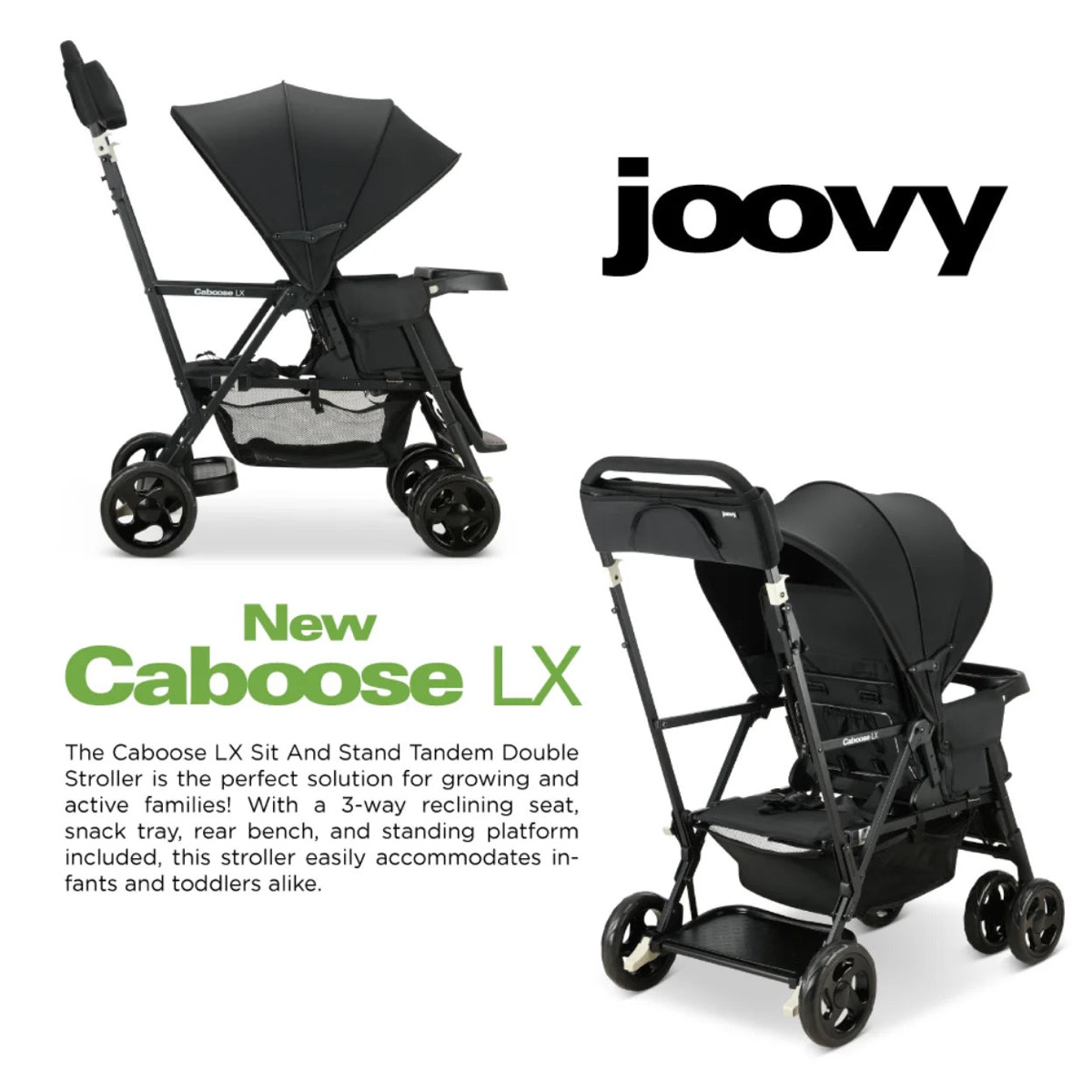 Caboose LX tandem double stroller in Black — third official product-page gallery photo