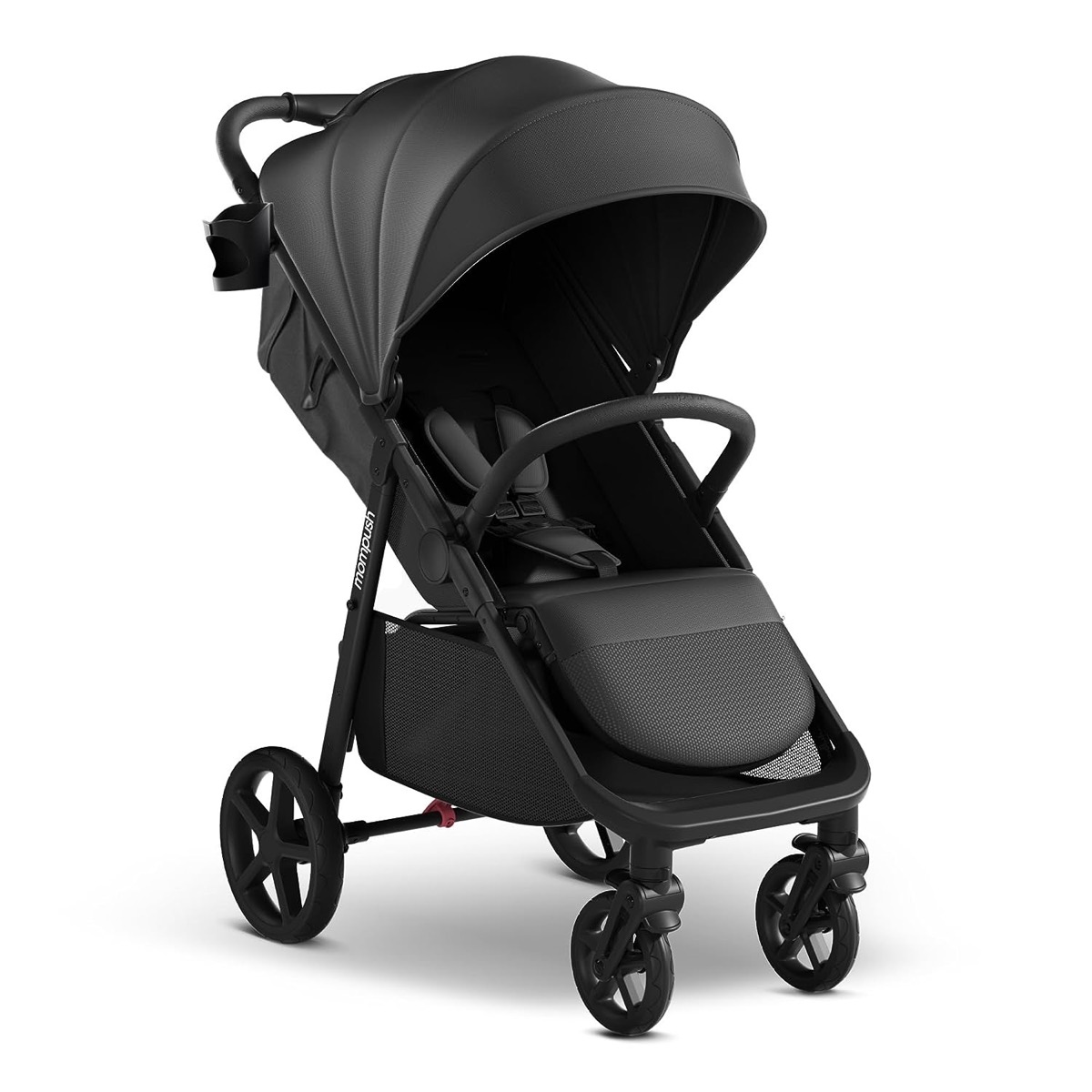 Mompush Nova stroller in the Black colorway, official product page variant image